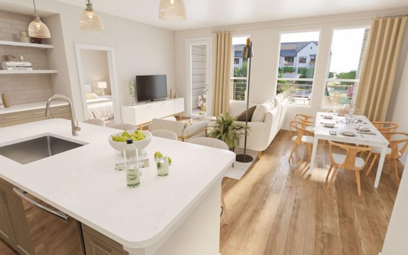 a kitchen with a table and chairs